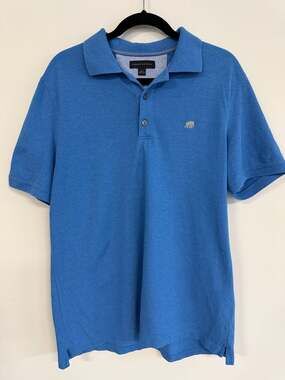 Banana Republic Men's Blue Pique Cotton Stretch Polo with Elephant Logo